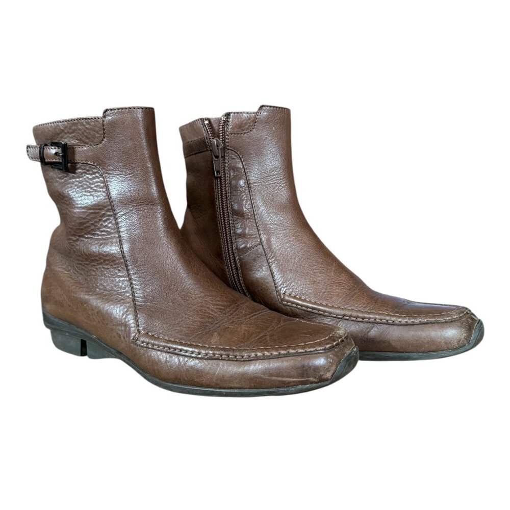 Via Spiga brown leather side zip ankle boots women's size 6 1/2 M